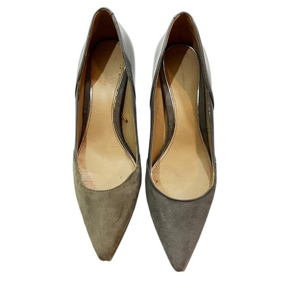 Zara heels Women's 37 US 6.5 gray suede pointy toe - Picture 1 of 11